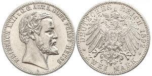 2 Mark Principado de Reuss (línea mayor) (1778 - 1918) Plata Heinrich XXII (1859 - 1902)