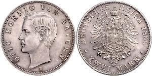 2 Mark Reino de Baviera (1806 - 1918) Plata Otón I de Baviera(1848 – 1916)