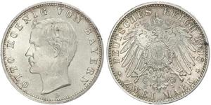 2 Mark Reino de Baviera (1806 - 1918) Plata Otón I de Baviera(1848 – 1916)