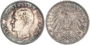 2 Mark Reino de Baviera (1806 - 1918) Plata Otón I de Baviera(1848 – 1916)