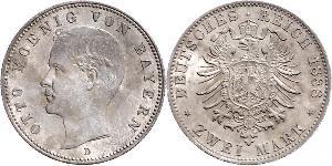 2 Mark Reino de Baviera (1806 - 1918) Plata Otón I de Baviera(1848 – 1916)