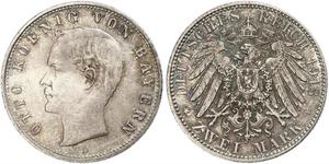 2 Mark Reino de Baviera (1806 - 1918) Plata Otón I de Baviera(1848 – 1916)