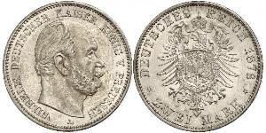 2 Mark Reino de Prusia (1701-1918) Plata Wilhelm I, German Emperor (1797-1888)