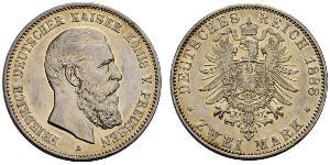 2 Mark Reino de Prusia (1701-1918) Plata Federico III de Alemania (1831-1888)