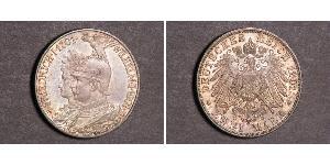 2 Mark Reino de Prusia (1701-1918) Plata Wilhelm II, German Emperor (1859-1941)