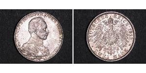 2 Mark Reino de Prusia (1701-1918) Plata Wilhelm II, German Emperor (1859-1941)