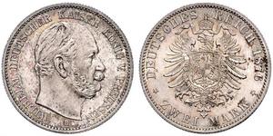 2 Mark Reino de Prusia (1701-1918) Plata Wilhelm I, German Emperor (1797-1888)