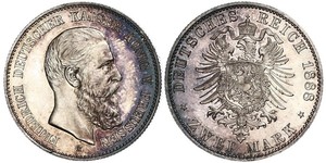 2 Mark Reino de Prusia (1701-1918) Plata Federico III de Alemania (1831-1888)