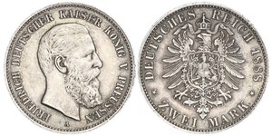 2 Mark Reino de Prusia (1701-1918) Plata Federico III de Alemania (1831-1888)