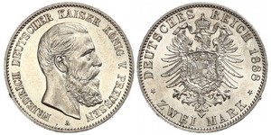 2 Mark Reino de Prusia (1701-1918) Plata Federico III de Alemania (1831-1888)
