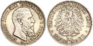 2 Mark Reino de Prusia (1701-1918) Plata Federico III de Alemania (1831-1888)