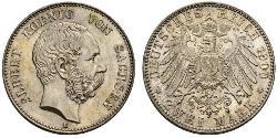 2 Mark Reino de Sajonia (1806 - 1918) Plata Alberto I de Sajonia