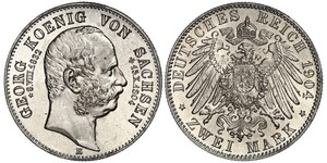2 Mark Reino de Sajonia (1806 - 1918) Plata Jorge I de Sajonia