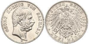 2 Mark Reino de Sajonia (1806 - 1918) Plata Jorge I de Sajonia