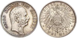 2 Mark Reino de Sajonia (1806 - 1918) Plata Jorge I de Sajonia