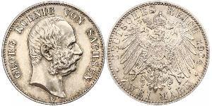 2 Mark Reino de Sajonia (1806 - 1918) Plata Jorge I de Sajonia