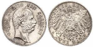 2 Mark Reino de Sajonia (1806 - 1918) Plata Jorge I de Sajonia