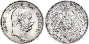 2 Mark Reino de Sajonia (1806 - 1918) Plata Jorge I de Sajonia