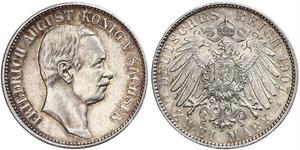 2 Mark Reino de Sajonia (1806 - 1918) Plata Federico Augusto III de Sajonia (1865-1932)