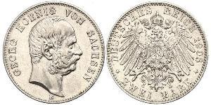 2 Mark Reino de Sajonia (1806 - 1918) Plata Jorge I de Sajonia