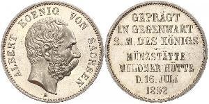 2 Mark Reino de Sajonia (1806 - 1918) Plata Alberto I de Sajonia
