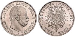 2 Mark Reino de Prusia (1701-1918) Plata Wilhelm I, German Emperor (1797-1888)