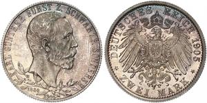 2 Mark Schwarzburgo-Sondershausen (1599-1920) Plata 