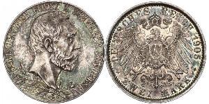 2 Mark Schwarzburgo-Sondershausen (1599-1920) Plata 