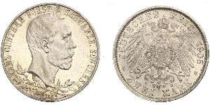 2 Mark Schwarzburgo-Sondershausen (1599-1920) Plata 