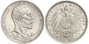 2 Mark Schwarzburgo-Sondershausen (1599-1920) Plata 
