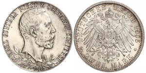 2 Mark Schwarzburgo-Sondershausen (1599-1920) Plata 
