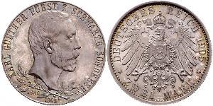 2 Mark Schwarzburgo-Sondershausen (1599-1920) Plata 