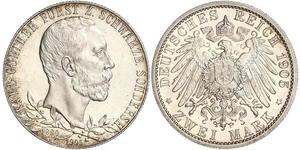 2 Mark Schwarzburgo-Sondershausen (1599-1920) Plata 