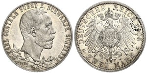 2 Mark Schwarzburgo-Sondershausen (1599-1920) Plata 