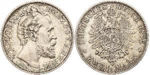 2 Mark Anhalt-Dessau (1603 -1863) / Anhalt (1806 - 1918) Silber Friedrich I. (Anhalt) (1831-1904)