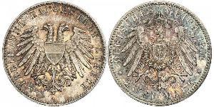 2 Mark Free City of Lübeck Silber 