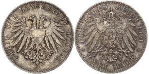 2 Mark Free City of Lübeck Silber 