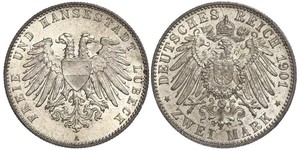 2 Mark Free City of Lübeck Silber 