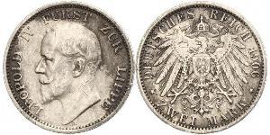 2 Mark Fürstentum Lippe (1123 - 1918) Silber Leopold IV. (Lippe)