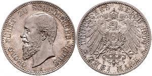 2 Mark Fürstentum Lippe (1123 - 1918) Silber Georg (Schaumburg-Lippe)
