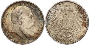 2 Mark Grand Duchy of Baden (1806-1918) Silber Friedrich I. (Baden, Großherzog) (1826 - 1907)