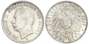 2 Mark Grand Duchy of Baden (1806-1918) Silber Friedrich II. (Baden, Großherzog) (1857 - 1928)