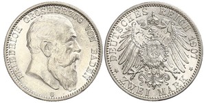 2 Mark Grand Duchy of Baden (1806-1918) Silber Friedrich I. (Baden, Großherzog) (1826 - 1907)