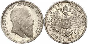 2 Mark Grand Duchy of Baden (1806-1918) Silber Friedrich I. (Baden, Großherzog) (1826 - 1907)
