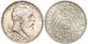 2 Mark Grand Duchy of Baden (1806-1918) Silber Friedrich I. (Baden, Großherzog) (1826 - 1907)
