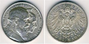2 Mark Grand Duchy of Baden (1806-1918) Silber Friedrich I. (Baden, Großherzog) (1826 - 1907)