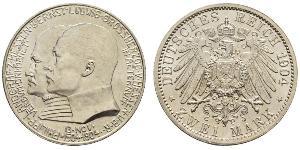 2 Mark Großherzogtum Hessen (1806 - 1918) Silber Ernst Ludwig (Hessen-Darmstadt, Großherzog) (1868 - 1937)