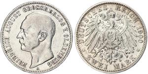 2 Mark Großherzogtum Oldenburg (1814 - 1918) Silber Friedrich August III. (Sachsen) (1865-1932)