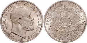 2 Mark Großherzogtum Oldenburg (1814 - 1918) Silber Peter II. (Oldenburg) (1827 - 1900)