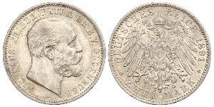 2 Mark Großherzogtum Oldenburg (1814 - 1918) Silber Peter II. (Oldenburg) (1827 - 1900)